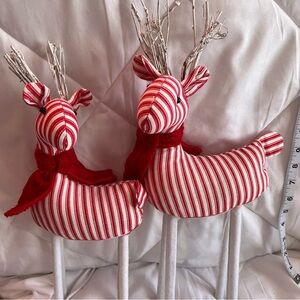 Striped Red and White Reindeer Decor